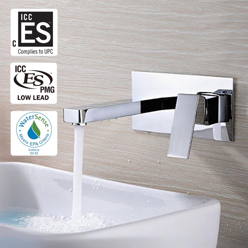 sumerain Wall Mount Bathroom Faucets, Vessel Sink Faucet Chrome Solid Brass Rough in Valve Included, SUMERAIN - Image 2